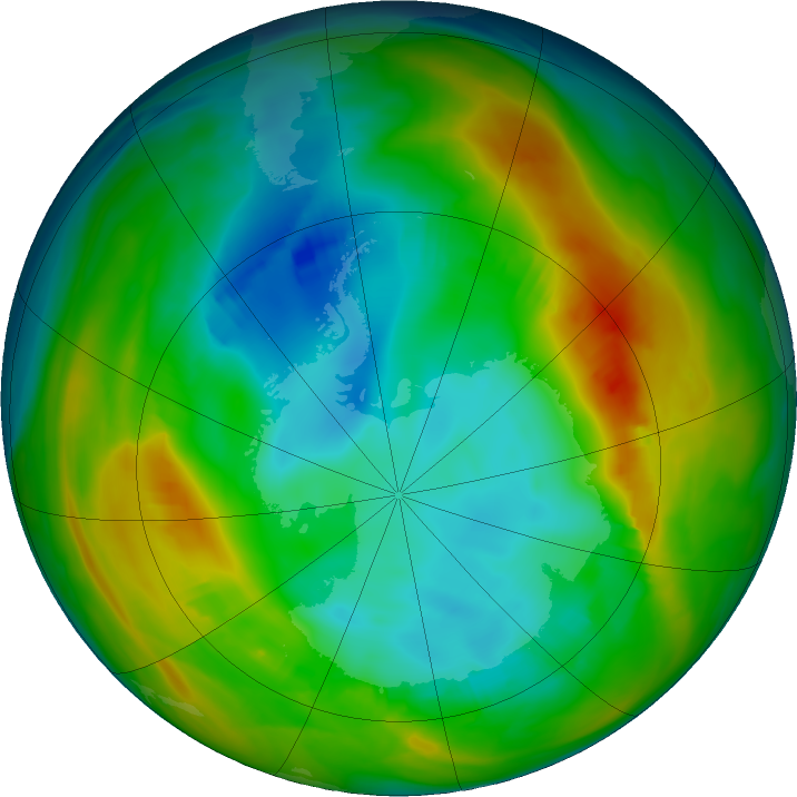 Antarctic ozone map for 30 July 2024